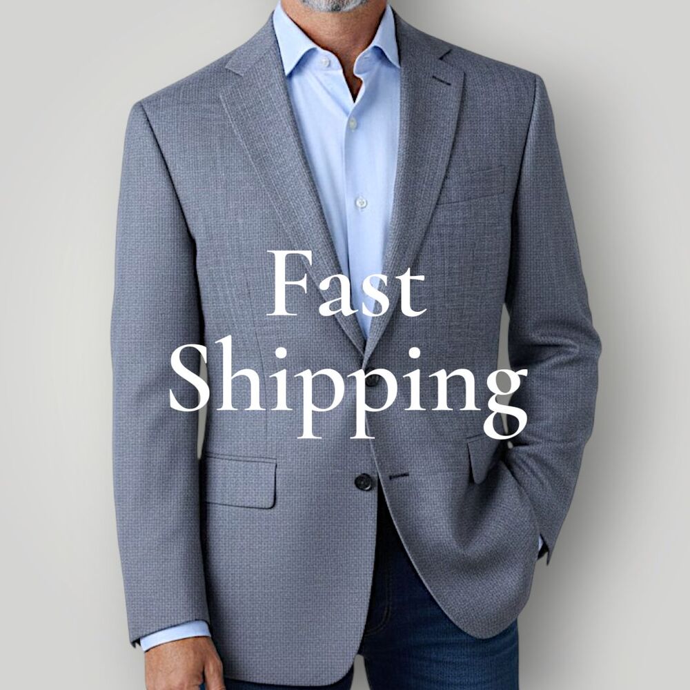 JOS A BANK Tailored fit Mens Blazer Sport Coat 2-Btn Suit Jacket 46L Blue Wool